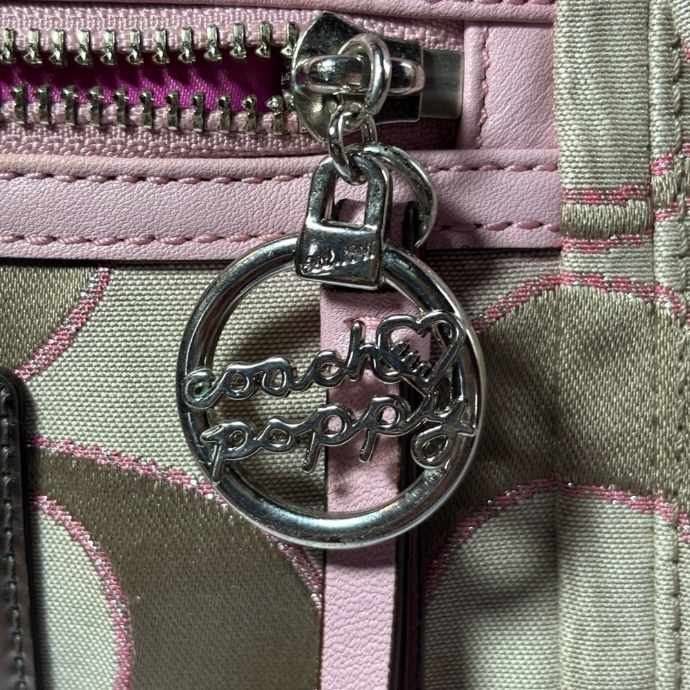 Coach Poppy Cream and Pink Signature Tote Bag with Monogram 16289 - Picture 4 of 16
